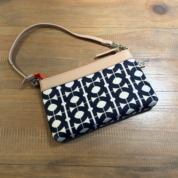 Spartina Daufuskie Island Linen navy blue, white, orange wristlet NWOT - Picture 2 of 4